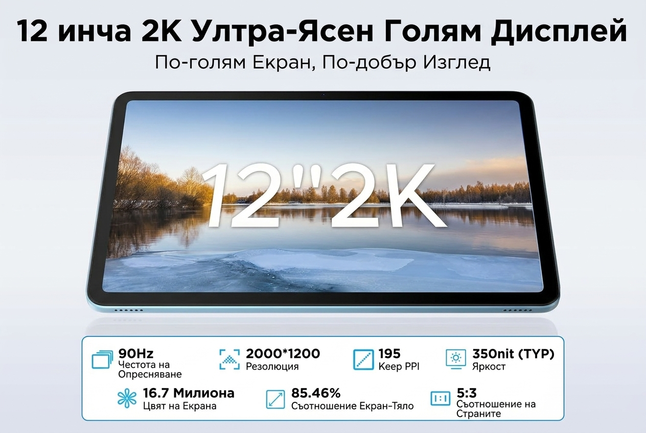 【Най-нова версия Android 16】DOOGEE U12 VIP таблет с Android 16, 12-инчов таблет, 24 GB RAM + 128 GB / до 2 TB, Gemini AI, таблет с клавиатура и стилус, 9000 mAh / 18 W, 13 MP + 8 MP, детски таблет с осемядрен процесор / Widevine L1 / OTG / Face ID. - Image 3