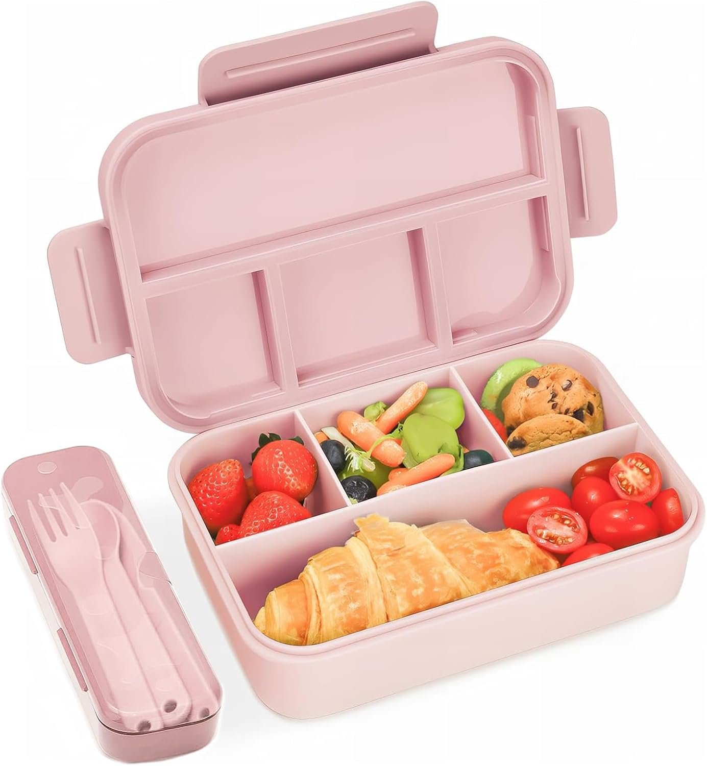 Bugucat Brotdose mit Fächern 1300ML,Lunchbox Kinder Auslaufsicher mit 4 Fächern,Lunch Box Bento Box mit Fächern für Kinder und Erwachsene,Vesperdose Frühstücksbox für Jungen&Mädchen Blau