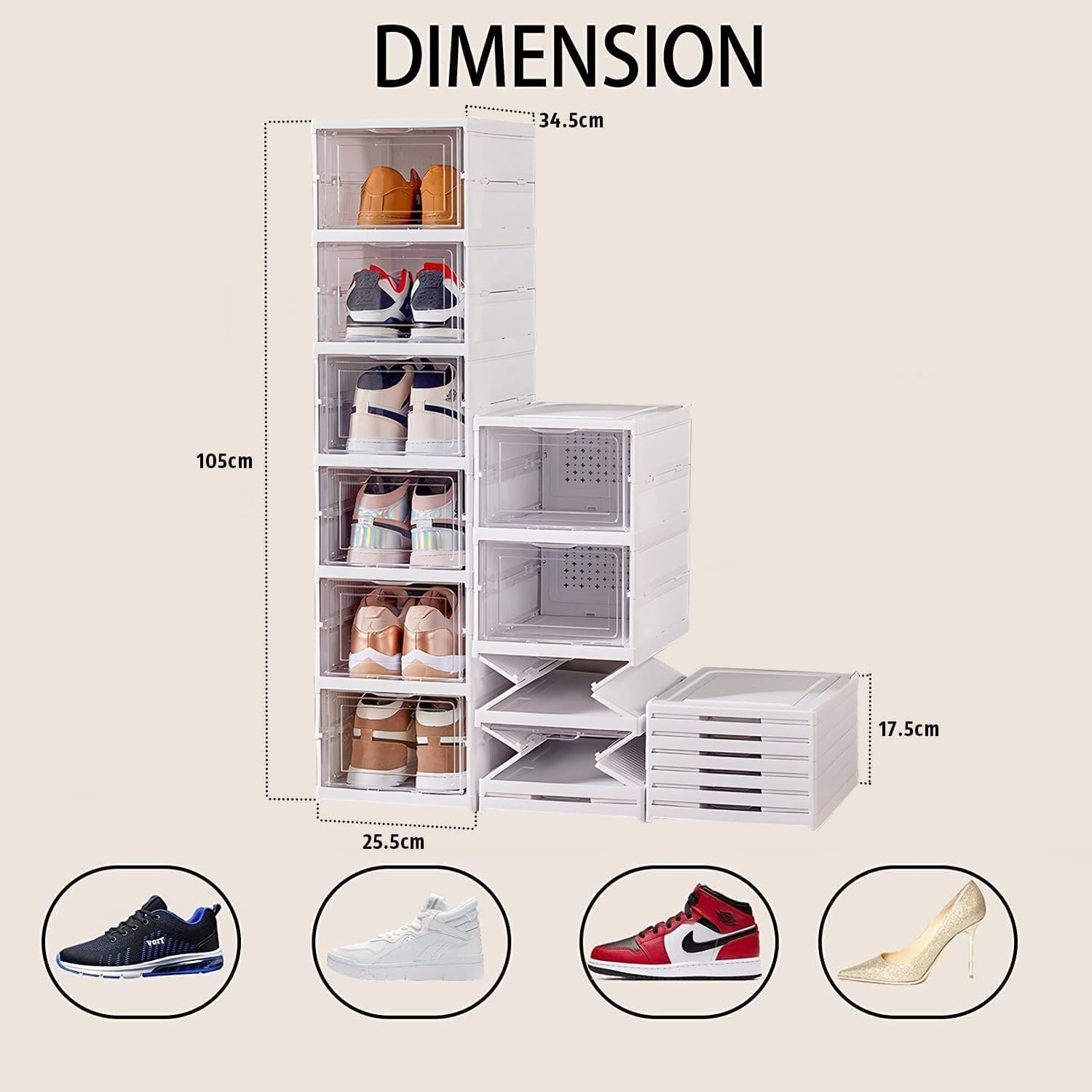 Zapatero de 6 estantes que ahorra espacio con puertas – mueble para zapatos multicapa para el hogar - Image 4