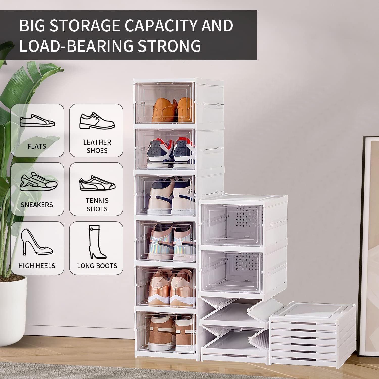 Zapatero de 6 estantes que ahorra espacio con puertas – mueble para zapatos multicapa para el hogar - Image 3